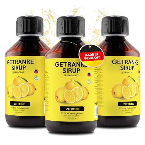 hCGC Immunsystem Sirup - SpeedBoost 3x 250ml, Vegan - Zuckerfreies Getränkekonzentrat für 12,5L Fertiggetränk - Fruchtsirup Immunsystem Booster mit Vitaminen & L-Carnitin | Zitrone von hCGC