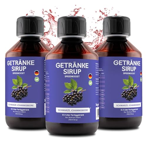 hCGC Immunsystem Sirup - SpeedBoost 3x250ml Vegan, Zuckerfreies Getränkekonzentrat 12,5L Fertiggetränk - Fruchtsirup Immunsystem Booster mit Vitaminen & L-Carnitin | Schwarze Johannisbeere von hCGC