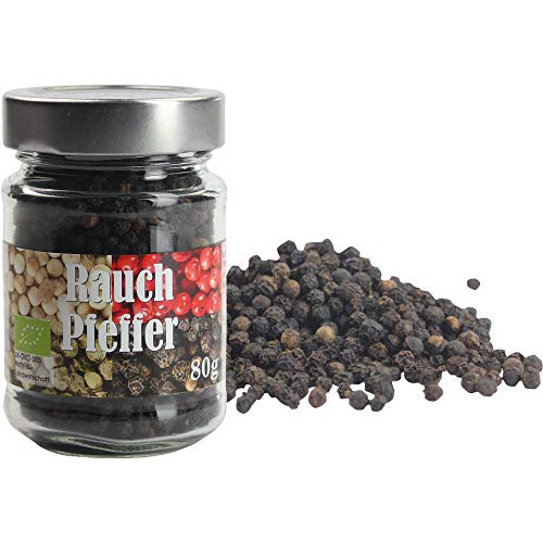 Pfeffer Rauchpfeffer in Nachfüllglas Vegan hausgemacht BARRIQUE-Feine Manufaktur Deutschland 80g-Glas von hausgemacht BARRIQUE-Feine Manufaktur