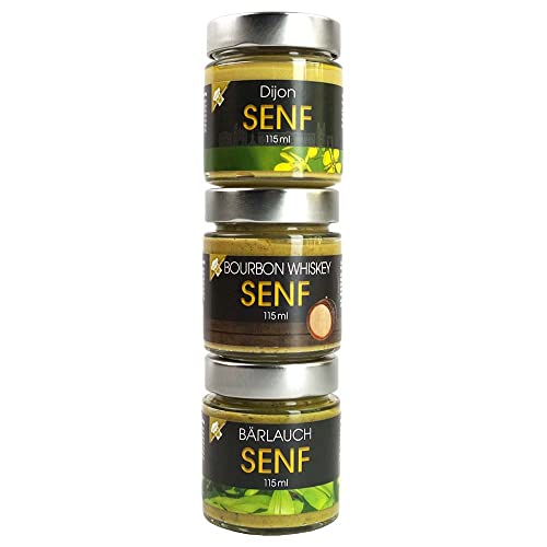 Präsent 'Senf Grill Special' 3 X 115ml Senf Vegan hausgemacht BARRIQUE-Feine Manufaktur Deutschland 1Pack von hausgemacht BARRIQUE-Feine Manufaktur