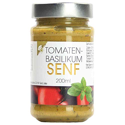 Senf Tomate-Basilikum-Senf Senf m.frischem Basilikum Vegan hausgemacht BARRIQUE-Feine Manufaktur Deutschland 200mlGlas von hausgemacht BARRIQUE-Feine Manufaktur
