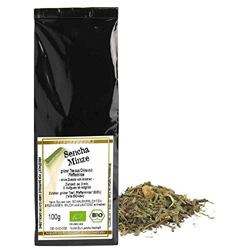 Tee grün 'Sencha-Minze' Grüntee-Mischung Vegan hausgemacht BARRIQUE-Feine Manufaktur Deutschland 100g-Pack von hausgemacht BARRIQUE-Feine Manufaktur