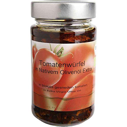Tomatenwürfel mit Olivenöl Nativ Extra Vegan hausgemacht BARRIQUE-Feine Manufaktur Deutschland 210g-Glas von hausgemacht BARRIQUE-Feine Manufaktur