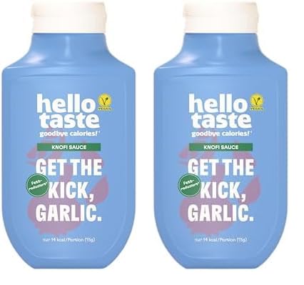 hellotaste Knofi Sauce 300ml - kalorienreduziert, ohne Zuckerzusatz & voller Geschmack | Für Gerichte, zum Grillen uvm. | Vegan, aspartamfrei, glutenfrei, sojafrei | 1 x 300ml (Packung mit 2) von hellotaste