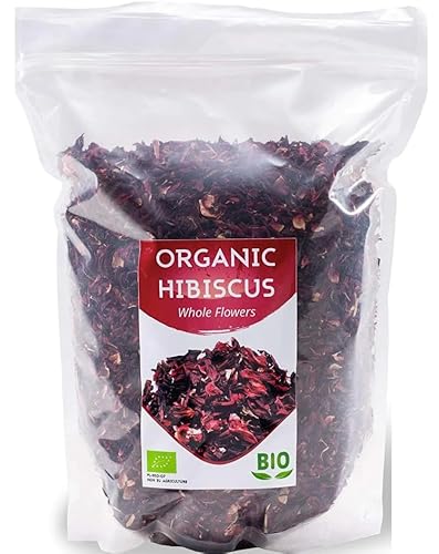 Bio Hibiskusblüten getrocknet | Organic Hibiskustee | Große Blätter für Teemischungen | Premium Qualität | 1Kg BIO| aus Ägypten von Aitour Ever