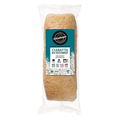 Herzberger Ciabatta - teilgebacken NATURLAND, 400g (4er Pack) von herzberger