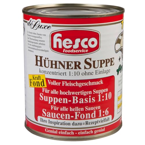 Hesco Hühnersuppe First Cass stark konzentrierte Hühnerbrühe 850ml Hesco Hühnersuppe First Cass stark konzentrierte Hühnerbrühe 850ml von HESCO