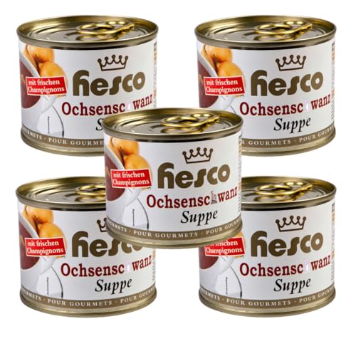 Hesco gebundene Ochsenschwanzsuppe mit Champignons 5 Dosen 1060ml Hesco gebundene Ochsenschwanzsuppe mit Champignons 5 Dosen 1060ml von HESCO