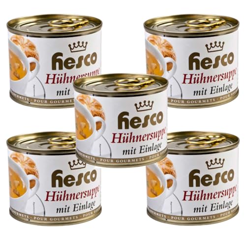 Hesco klare Hühnersuppe mit Einlage Verzehrfertig 5 Dosen 1060ml Hesco klare Hühnersuppe mit Einlage Verzehrfertig 5 Dosen 1060ml von HESCO