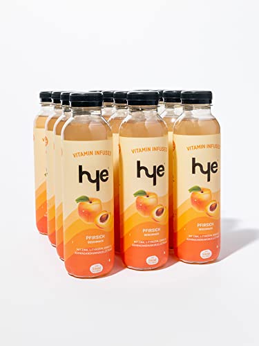HYE Drink Peach | Mit Ashwagandha, Ginkgo, Vitamin C & Zink | Kalorienarm, Fruchtiger Geschmack & Natürliche Zutaten | 12x500ml von hye