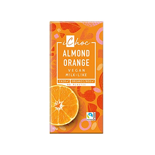 iChoc Almond Orange, vegane Schokolade | 80g x 10 von iChoc