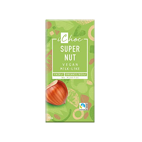 iChoc Super Nut, vegane Schokolade | 80g x 10 von FOXCUP