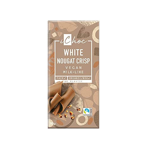 iChoc White Nougat Crisp, vegane Schokolade | 80g x 10 von iChoc