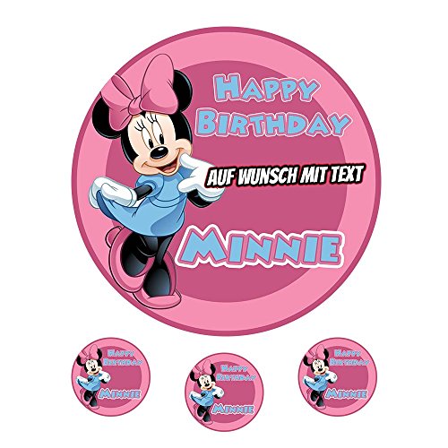Tortenaufleger Geburtstag Tortenbild Zuckerbild Oblate Motiv: Disney Minnie Mouse 31 (Zuckerpapier) von icake24