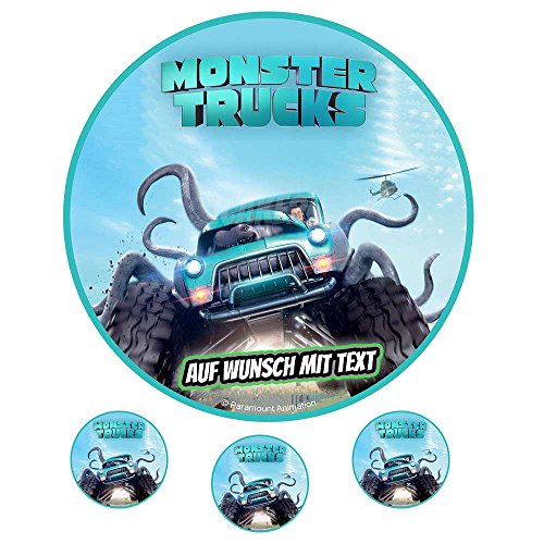 Tortenaufleger Geburtstag Tortenbild Zuckerbild Oblate Motiv: Monster Trucks (Oblatenpapier) von icake24