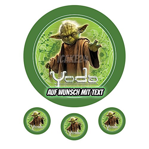 Tortenaufleger Geburtstag Tortenbild Zuckerbild Oblate Motiv: Star Wars Yoda (Zuckerpapier) von icake24