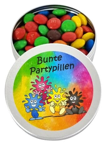 Bunte Partypillen aus der Dose,M&M, Geschenk Freundschaft, Spaßgeschenk von Feinkost Student von ich