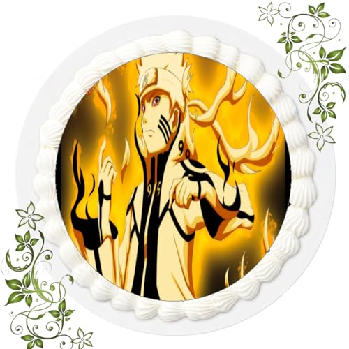 FONDANT Tortenbild, Zuckerbild mit Motiv, Essbares Foto für Torten, Tortenbild, Tortenaufleger Ø 20cm FONDANT Naruto Nr. 9 von ich
