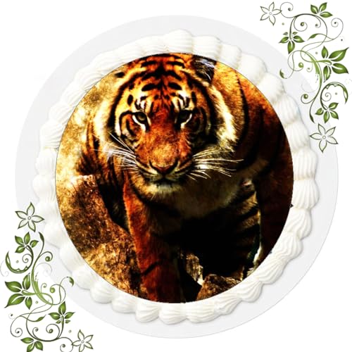 FONDANT Tortenbild, Zuckerbild mit Motiv, Essbares Foto für Torten, Tortenbild, Tortenaufleger Ø 20cm FONDANT Tiger Nr. 6110 von ich