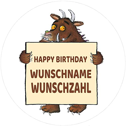 Fondant Tortenaufleger Tortenbild Geburtstag DER GRÜFFELO personalisierbar mit WUNSCHNAME/WUNSCHZAHL von ich