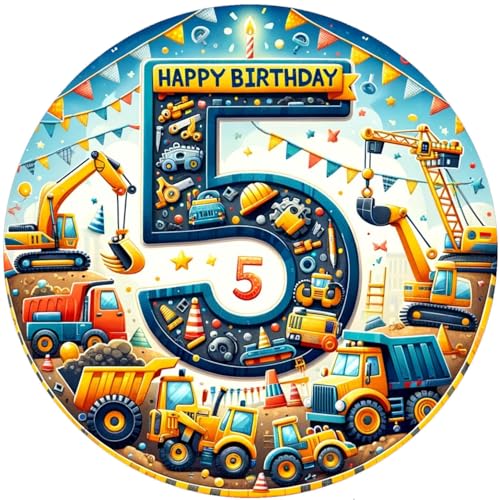 Fondant Tortenaufleger Tortenbild Geburtstag Party BAUSTELLE 5er GEBURTSTAG (2. Version) von ich