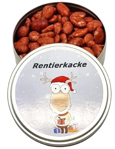 Rentierkacke aus der Dose, Gebrannte Erdnüsse dragiert Nervennahrung, Geschenk zur Entspannung, Spaßgeschenk von ich