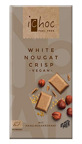 iChoc White Nougat Crisp, vegane Schokolade | 80g von ichoc