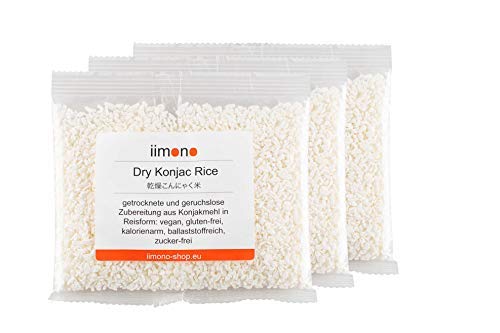 iimono Dry Konjac Rice - kalorienarmer & kohlenhydratarmer Konjak-Reis (3 x 200g) von iimono