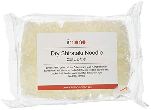 iimono Dry Shirataki Noodle - kalorienarme & kohlenhydratarme Konjak Nudeln - 3er Pack / 30 Rollen / 750g von iimono