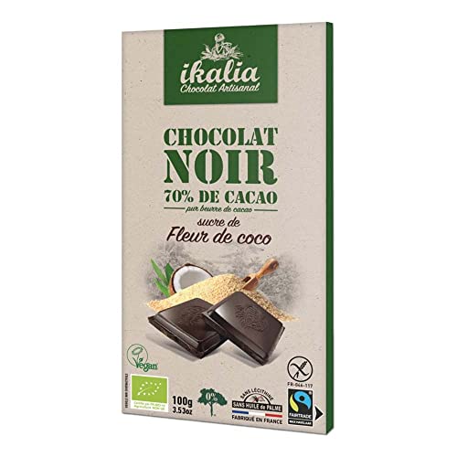 IKALIA Zartbitter Schokolade, 70% Kakao, mit Kokosblütenzucker, 100g (12er Pack) von ikalia