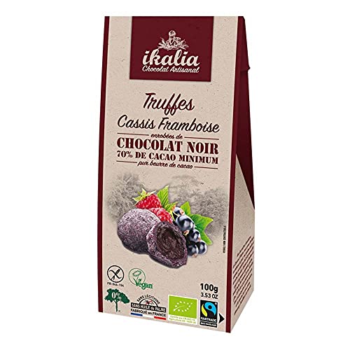 ikalia Trüffel mit Cassis & Himbeere, Zartbitterschokolade, 100g (12) von ikalia