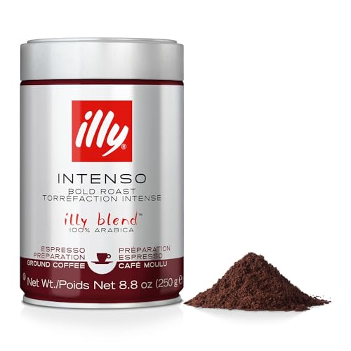 illy Kaffeepulver Intenso Espresso, Kaffee gemahlen, intensive-vollmundige Röstung, 1x250g Dose von Illy