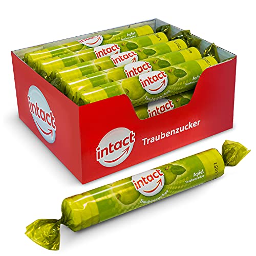 intact Traubenzucker (Apfel) Rolle 15 St. • Multipack (15 x 40g) Traubenzucker Bonbons • 100% Vegan von intact