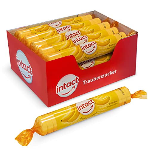 intact Traubenzucker (Banane) Rolle 15 St. • Multipack (15 x 40g) Traubenzucker Bonbons • 100% Vegan von intact
