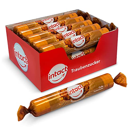 intact Traubenzucker (Cola, ohne Koffein) Rolle 15 St. • Multipack (15 x 40g) Traubenzucker Bonbons • 100% Vegan von intact