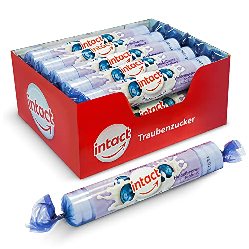 intact Traubenzucker (Heidelbeere-Joghurt) Rolle 15 St. • Multipack (15 x 40g) Traubenzucker Bonbons • 100% Vegan von intact