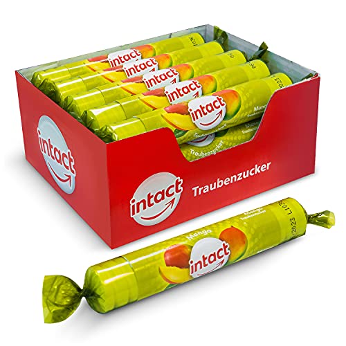 intact Traubenzucker (Mango) Rolle 15 St. • Multipack (15 x 40g) Traubenzucker Bonbons • 100% Vegan von intact