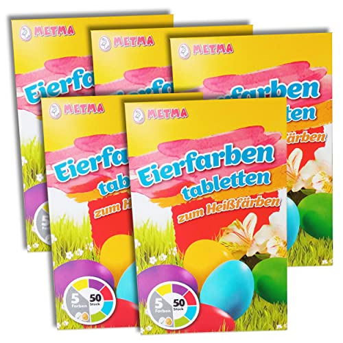 5x Eierfarbe Packung zum Heißfärben 25 Tabletten blau, gelb, grün, rot, lila Ostereierfarbe Färbefarbe von itenga