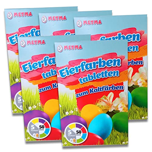5x Eierfarbe zum Kaltfärben 25 Tabletten blau, gelb, grün, rot, lila Ostereierfarbe Färbefarbe von itenga