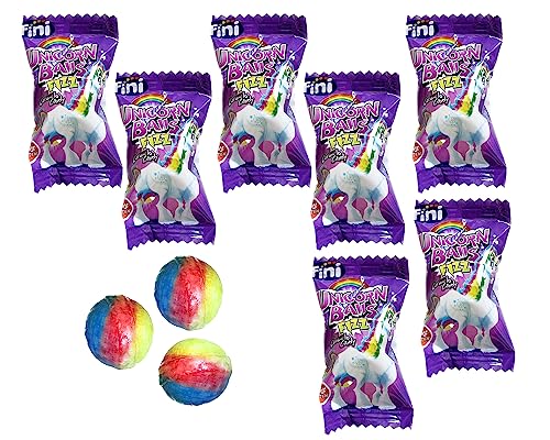 jameitop® 119,80€/KG 10 X Unicon Balls - Einhorn Bonbons - Brausefüllung - Regenbogen Hartkaramelle von jameitop