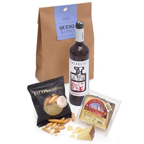 QUESO & VINO - Delikatessen-Geschenktüte mit Rotwein D.O. Valencia, Manchego-Käse und Cracker von jamon.de von jamon.de