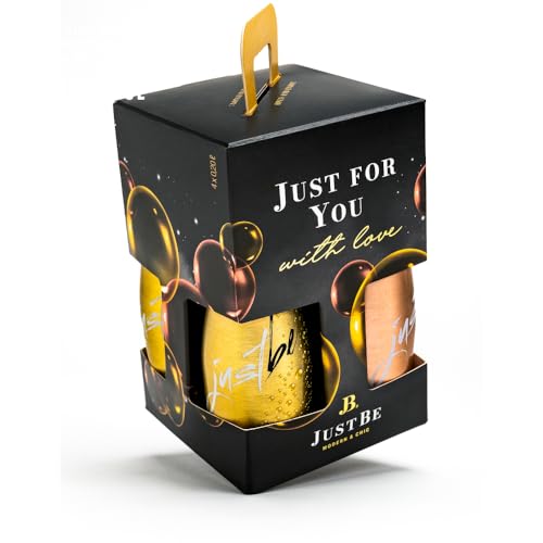 JustBe Geschenkset aus verschiedenen Piccolo Wein + Wein-Cocktails (Rosé + Gold) von just be