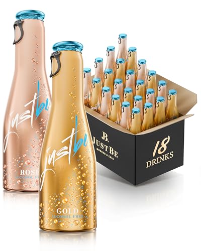 JustBe Gold Alkoholfrei + Justbe Rosé Alkoholfrei I Alkoholfreie Piccolos (Gold AF + Rosé AF, 18 x 0,2l) von just be