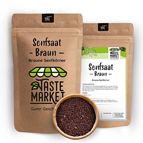 1 kg Senfsaat braun | Senfkörner ganz aromatisch | Gewürz Würzen Senf Herstellung von TASTE MARKET Guter Geschmack