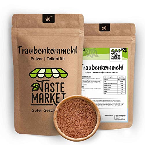 5 kg Traubenkernmehl | Traubenkern Pulver | fein gemahlen | teilentölt | Rohkost | glutenfrei von TASTE MARKET Guter Geschmack