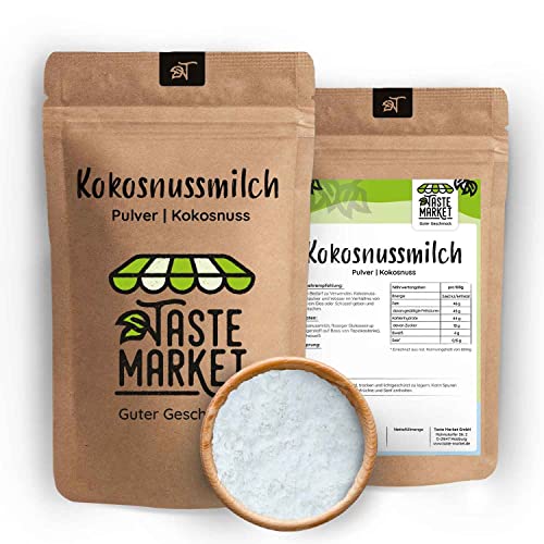 Kokosmilchpulver 2 x 100 g | Kokosnussmilch Pulver | Kokos Milch Pulver getrocknet | Kokosnussmilch Milchpulver | sprühgetrocknet 200 g von TASTE MARKET Guter Geschmack