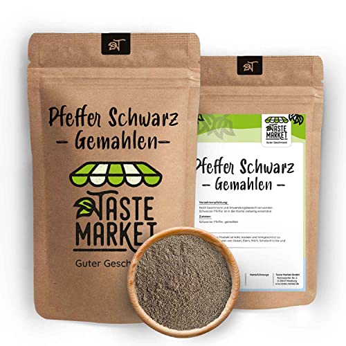 200 g Pfeffer schwarz gemahlen | Gemahlener Pfeffer | Pulver | Schwarz | ganz von TASTE MARKET Guter Geschmack