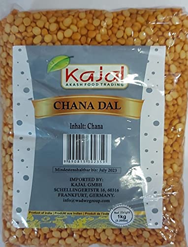 Kajal Chana Dal, ungeschliffene und glutenfreie Dal-Split-Kichererbsen, gesunde Hülsenfrüchte, reich an Proteinen, ohne Cholesterin, ohne Zusatzstoffe, Packung mit 1 x 1 kg von kajal