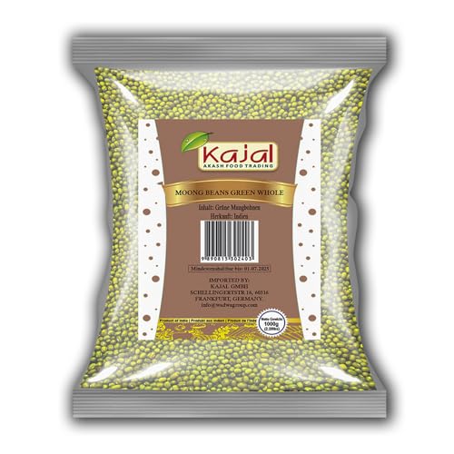 Kajal Mungobohnen grün, 100% natürlich, reich an Proteinen, 1er Pack (1 x 1 kg Packung) von kajal