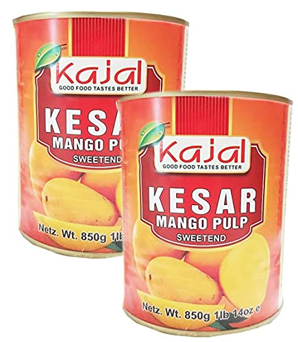 Kajal Kesar Reines Mangomark. Dieses reine Mangomark ist süß und mit der Reichhaltigkeit von Kesar angereichert. Packung mit 12 x 850 g. von Kajal